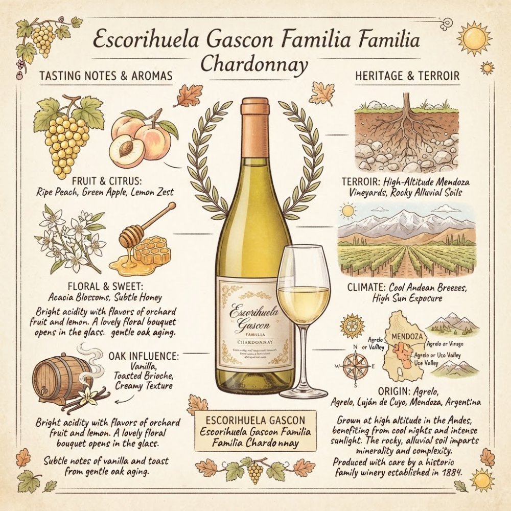 Escorihuela Gascon Familia Chardonnay Vintage Cookbook AI generated