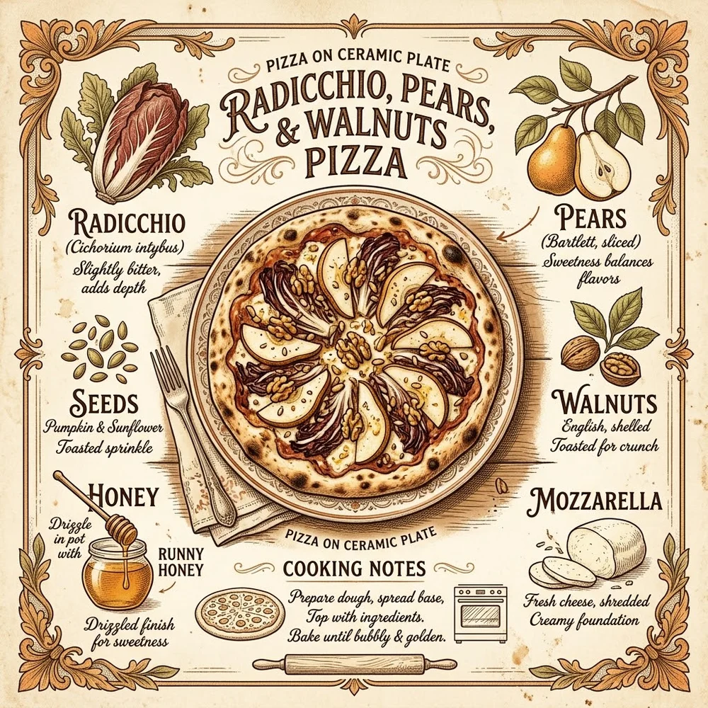 Radicchio, Pears, and Walnuts Pizza