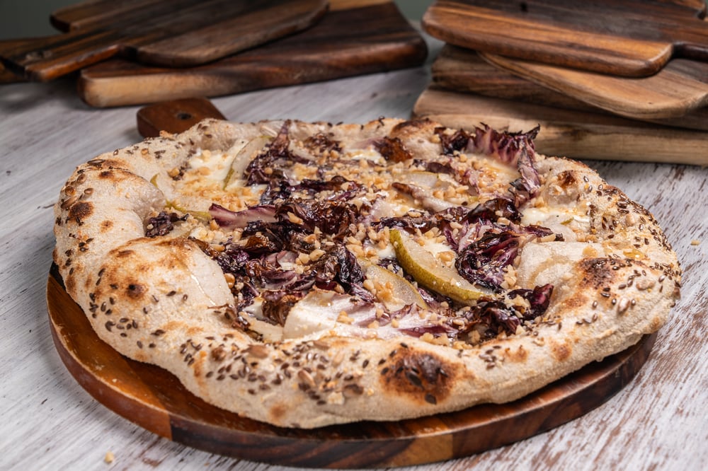 Radicchio, Pears, and Walnuts Pizza