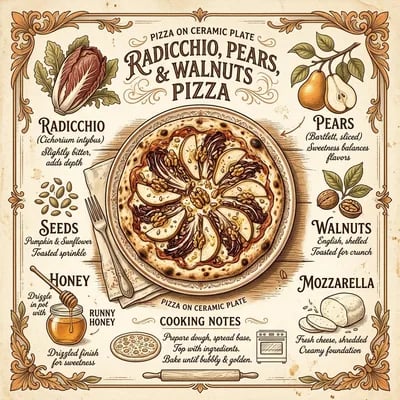 Radicchio, Pears, and Walnuts Pizza